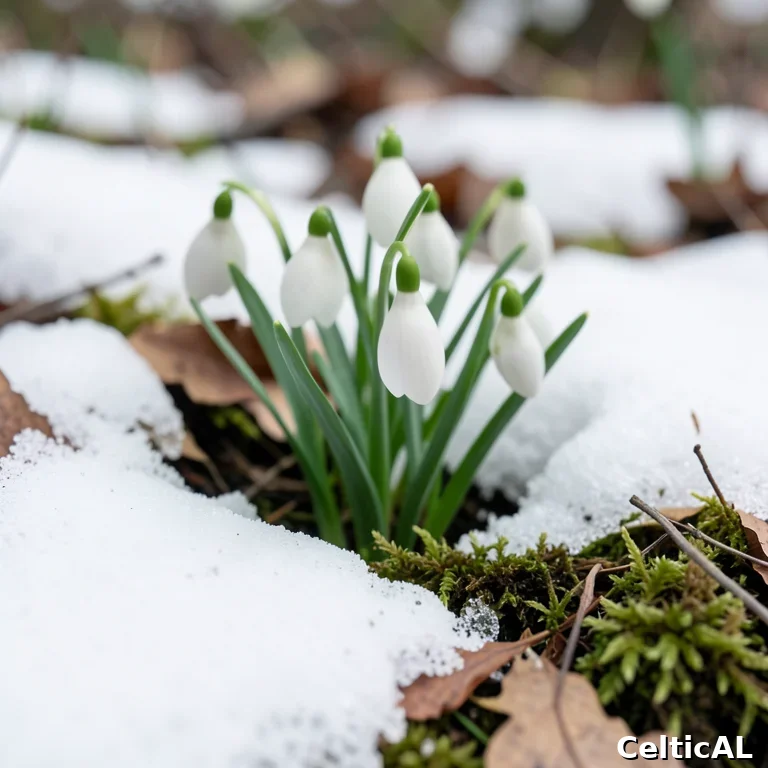 Bucaneve sbocciati nella neve, i primi segni della primavera al tempo di Imbolc